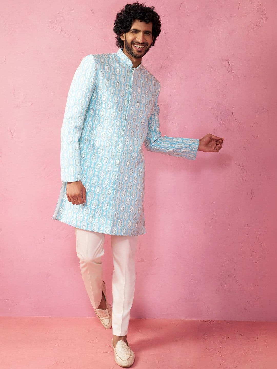 VASTRAMAY Men Embroidered Indo-Western Sherwani With Trouser - view 1
