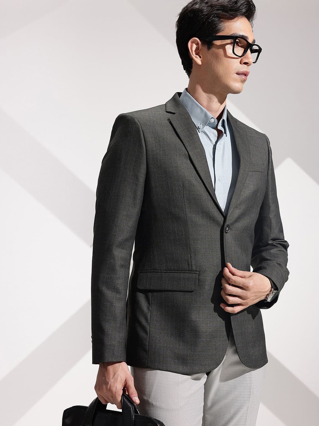 INVICTUS Checked Slim Fit Notched Lapel Single Breasted Formal Blazer - view 1