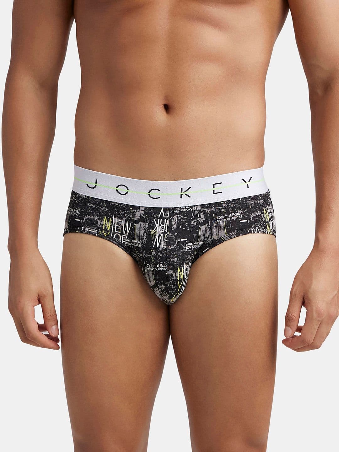 Jockey Men's Black Super Combed Cotton Elastane Stretch Printed Brief - view 1