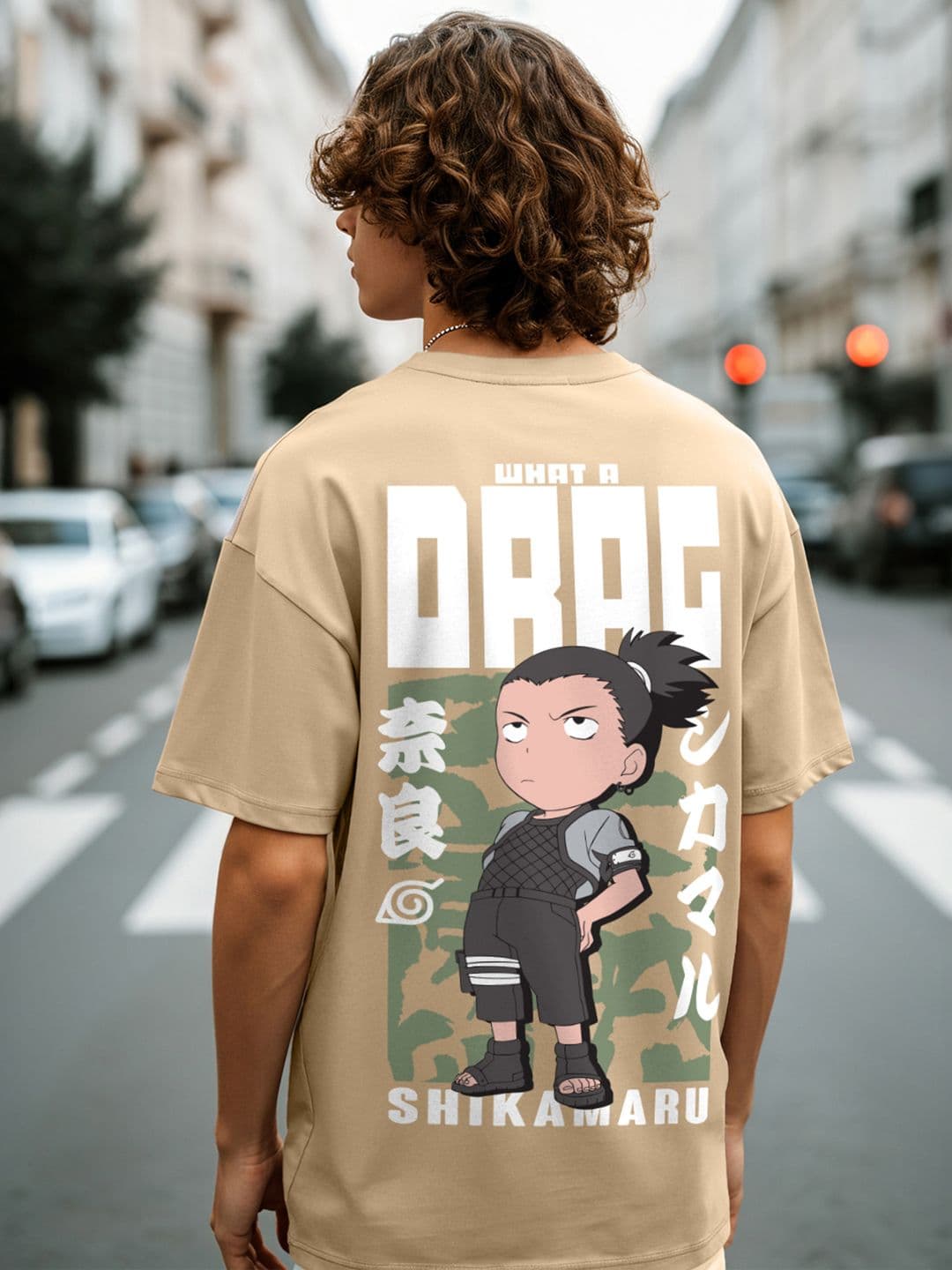 Bewakoof Brown Naruto Graphic Printed Drop-Shoulder Sleeves Oversized Cotton T-shirt - view 1