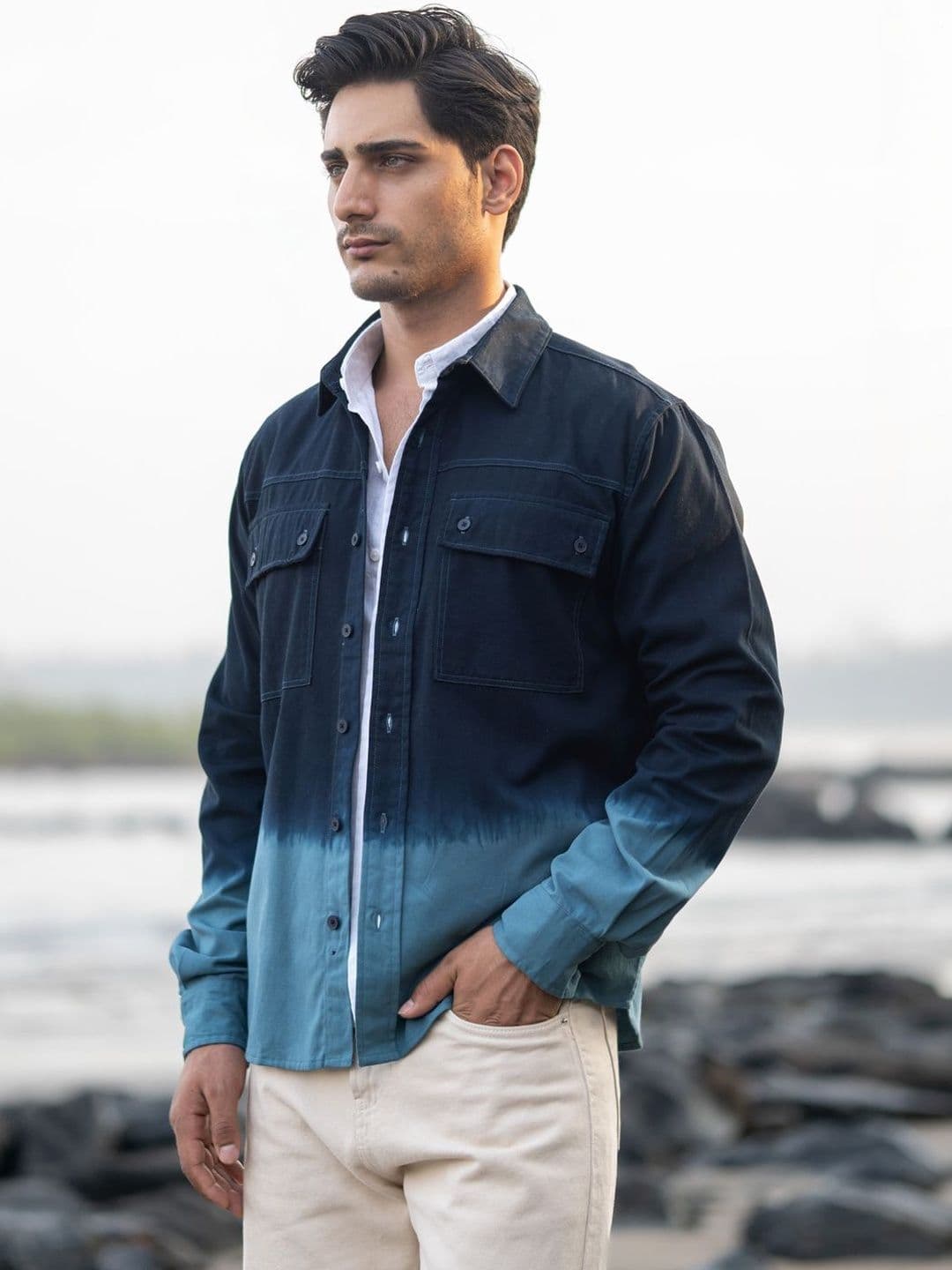Powerlook Mid Ombre Faded Cotton Long Sleeves Shirt - view 1