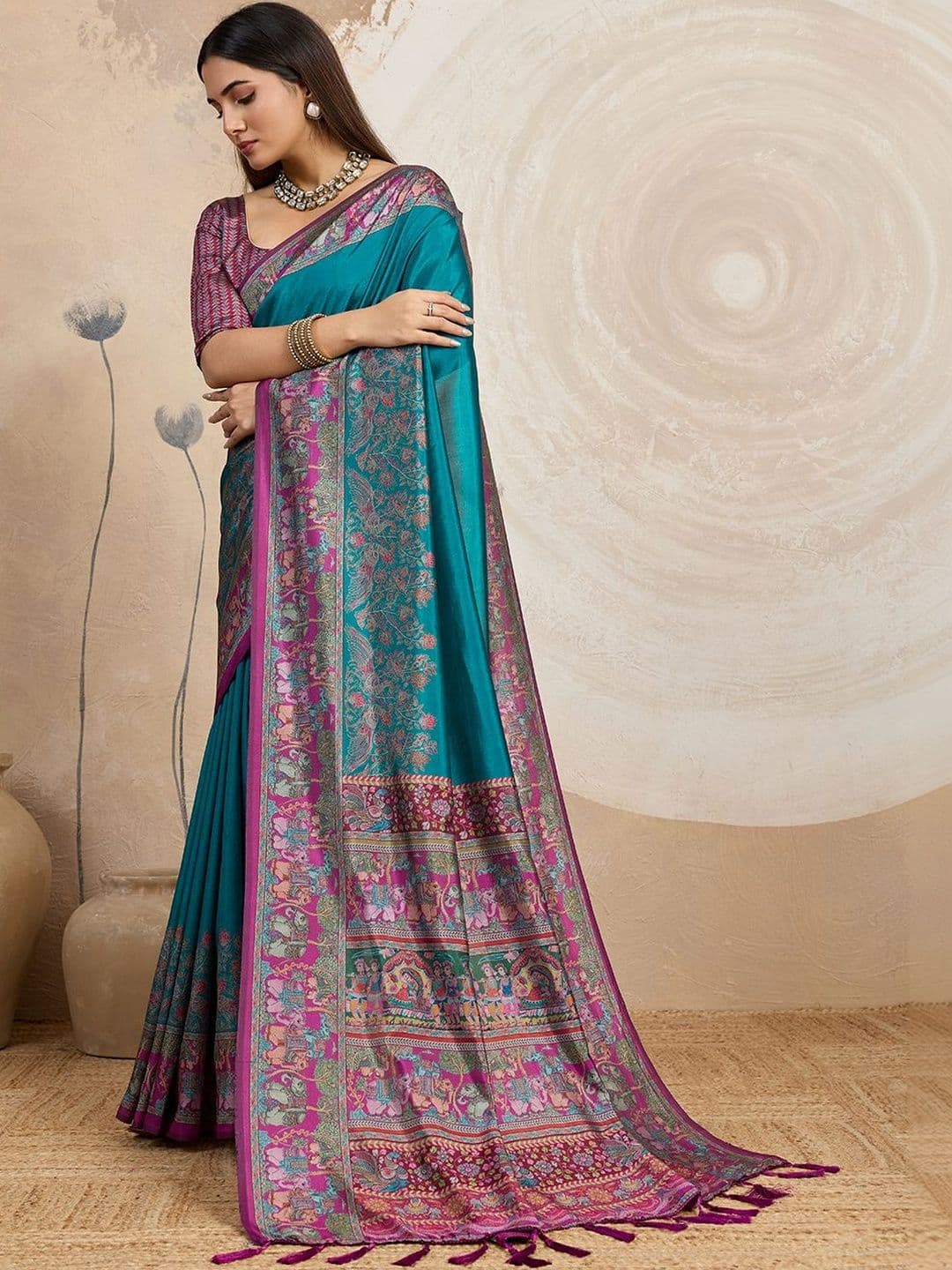 NIWAA Ethnic Motifs Silk Blend Saree - view 1