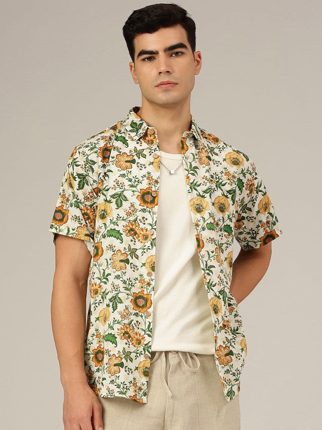 DENNISON Hand Block Printed Oversized Casual Shirt - view 1