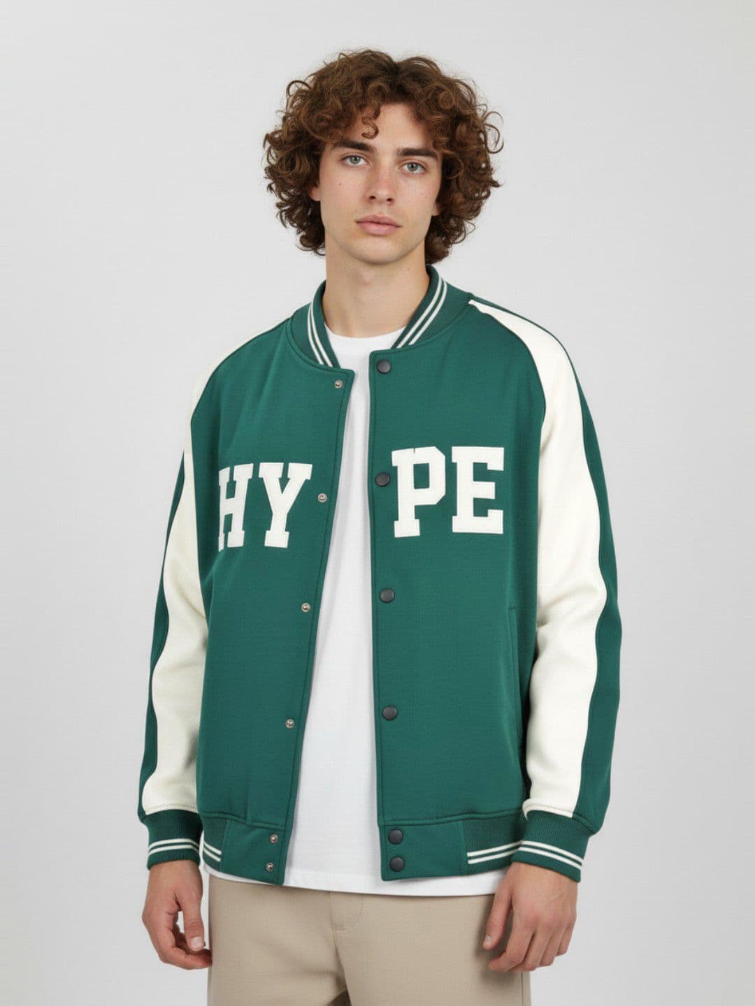 glitchez Typography Printed Varsity Jacket - view 1
