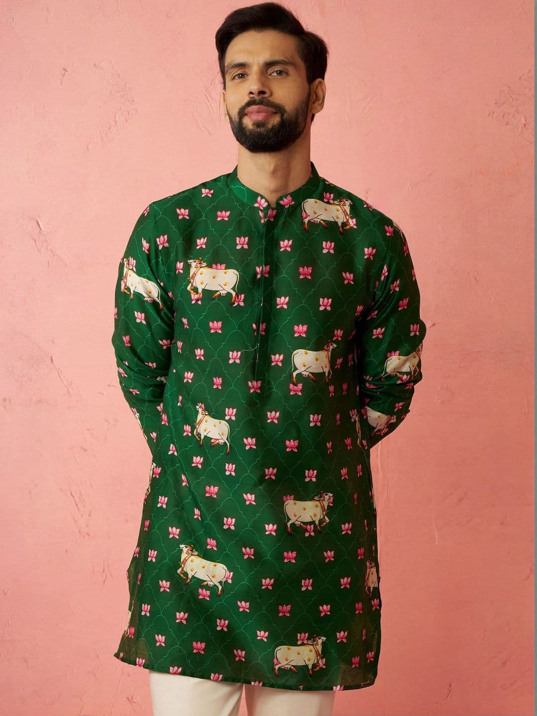 VASTRAMAY Men Printed Chanderi Silk Kurta - view 1