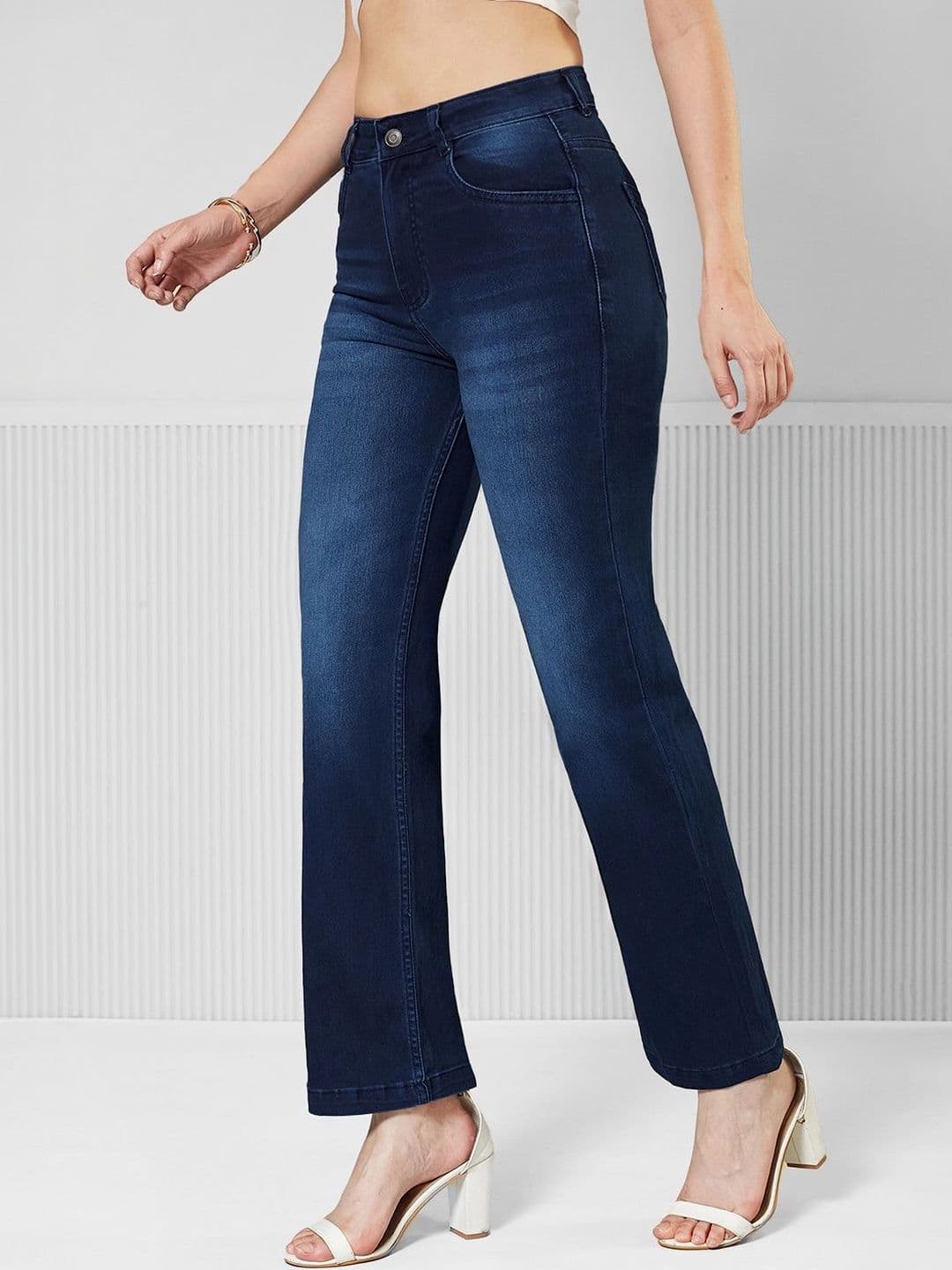 Mast & Harbour Women Wide Leg Mid rise Stretchable Denim Jeans - view 1