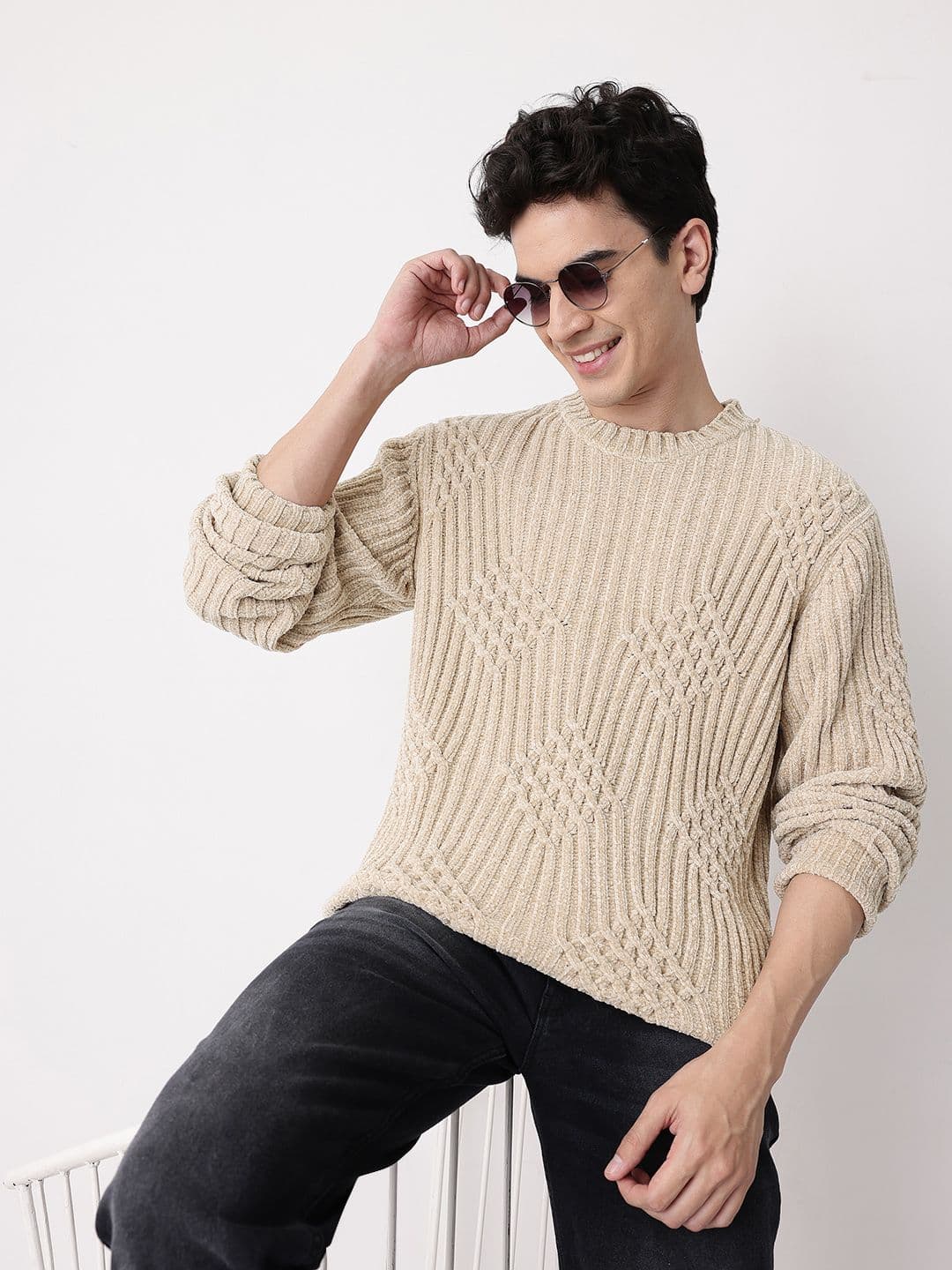 Mast & Harbour Self Design Knitted Pullover