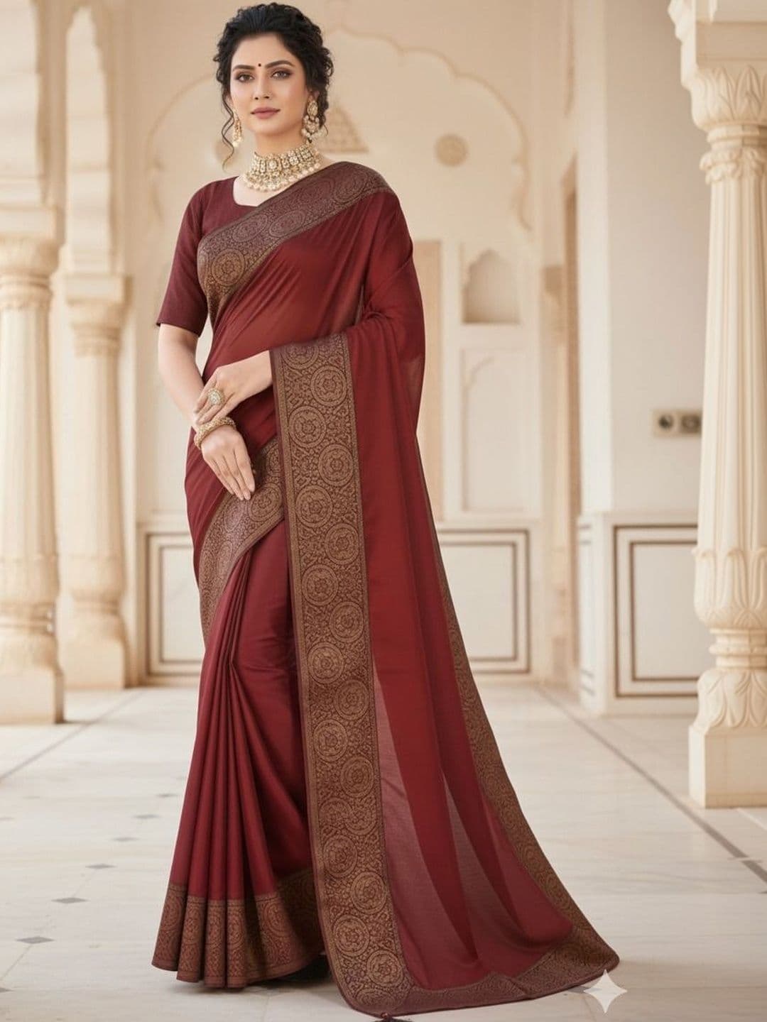 Moda Rapido Woven Design Zari Poly Georgette Saree - view 1