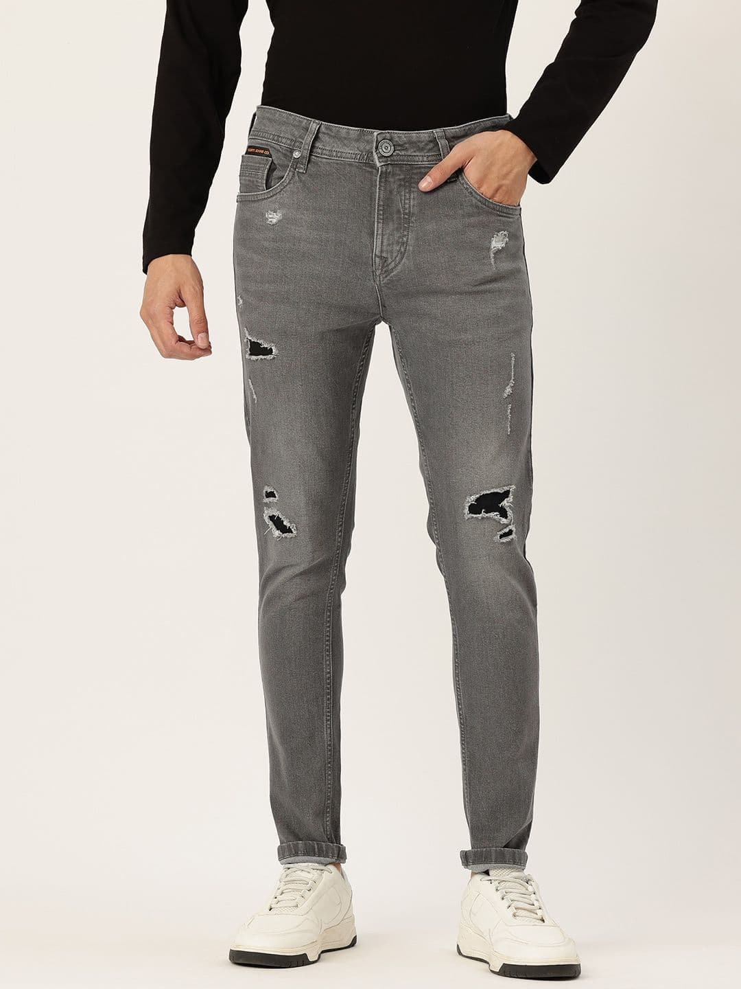 Integriti Men Skinny Fit Mid-Rise Low Distress Light Fade Stretchable Jeans - view 1