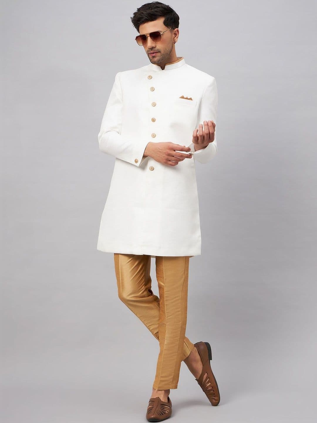 JBN Creation Mandarin Collared Sherwani
