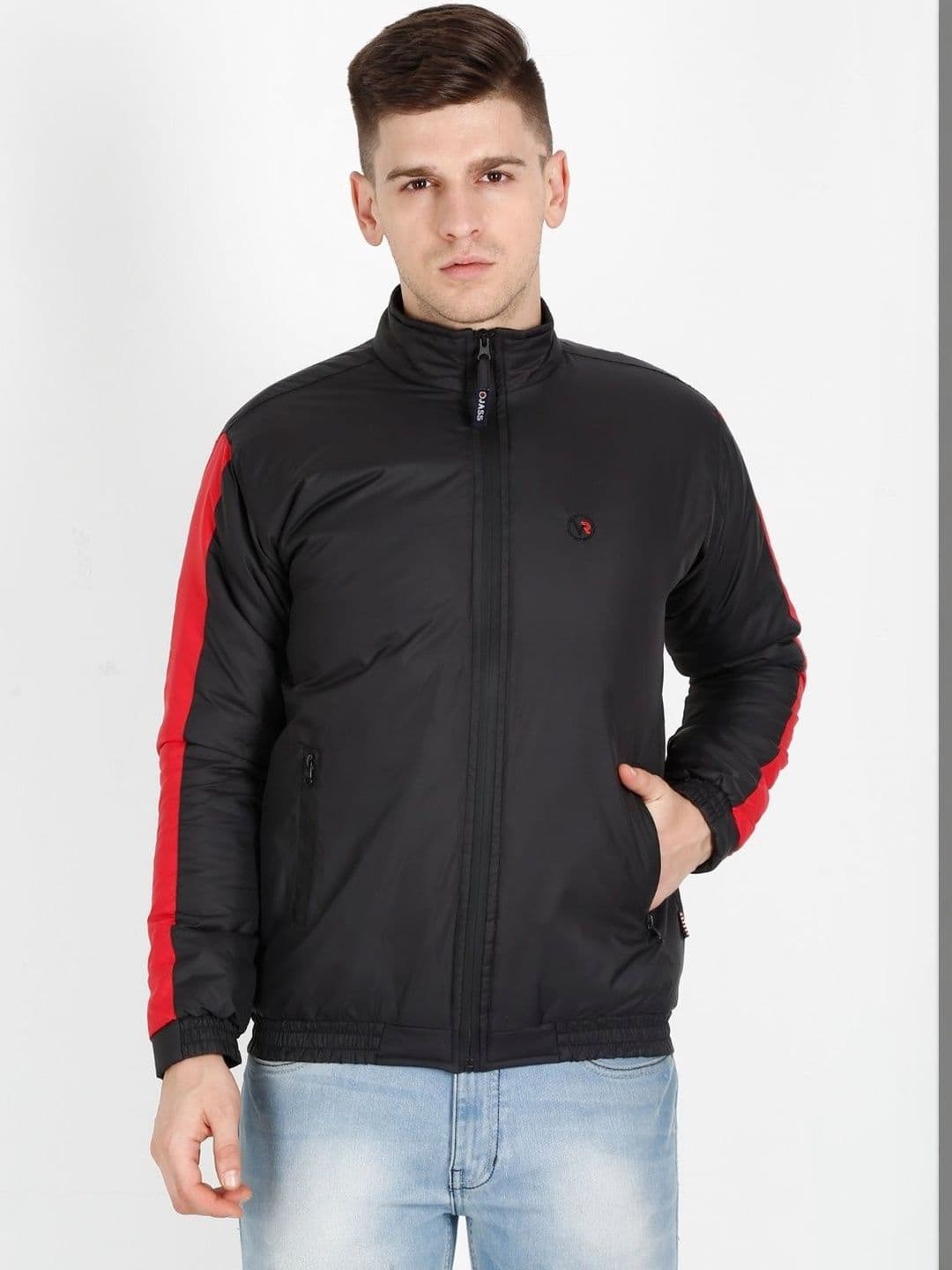 VROJASS Men Brand Logo Water Resistant Bomber Jacket