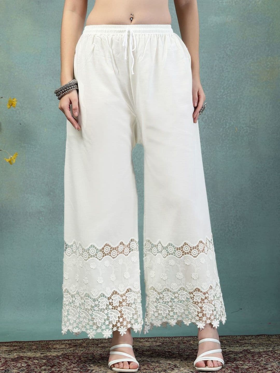 Moda Rapido Women Floral Embroidered Ethnic Straight Palazzos - view 1