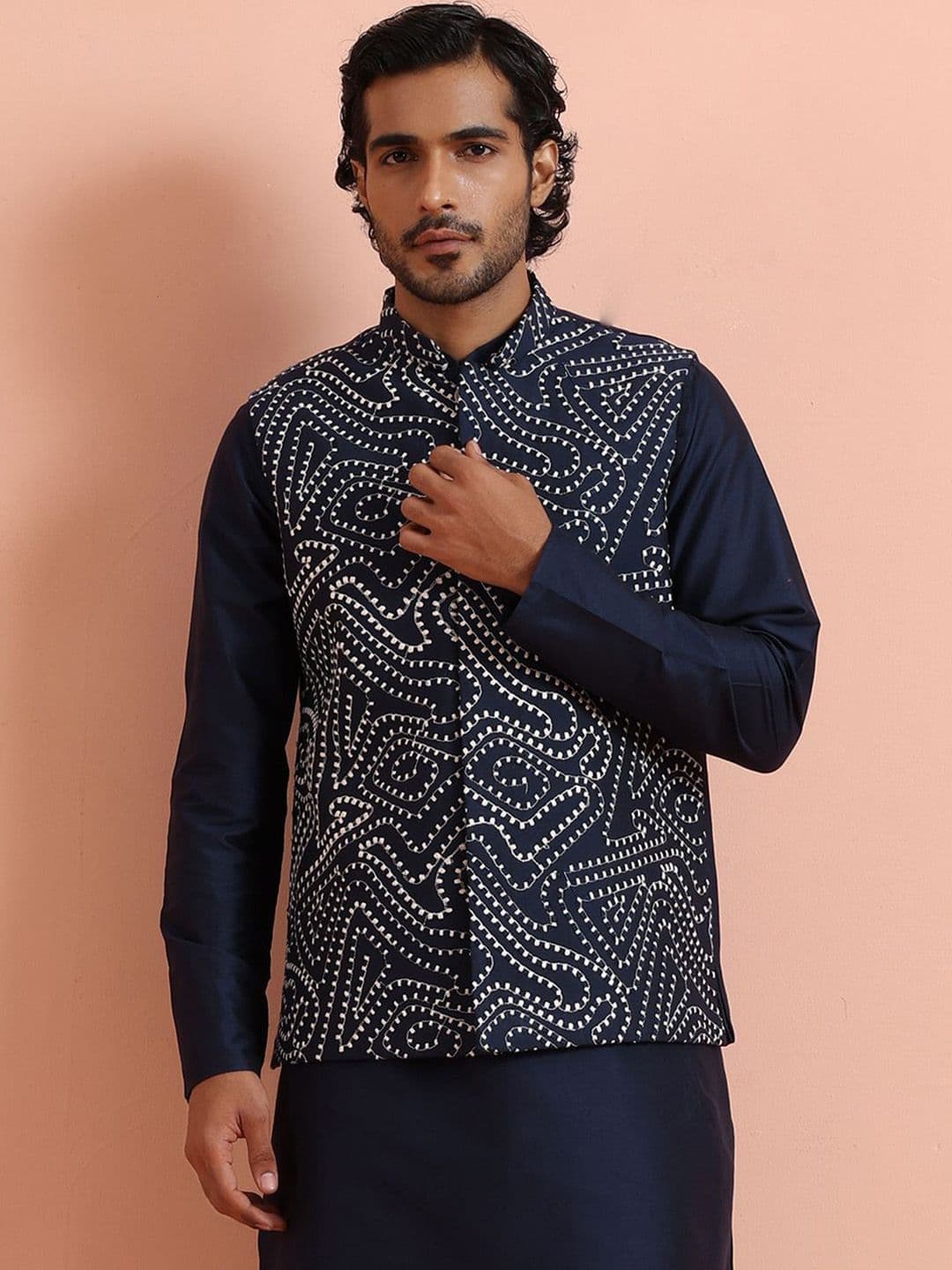 KISAH Abstract Printed Nehru Jacket - view 1