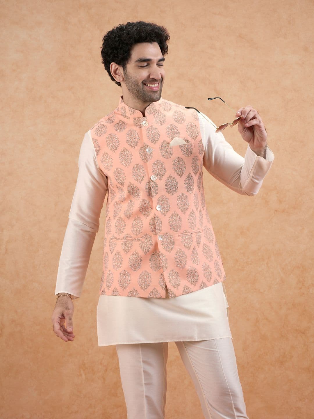 KISAH Printed Nehru Jacket - view 1