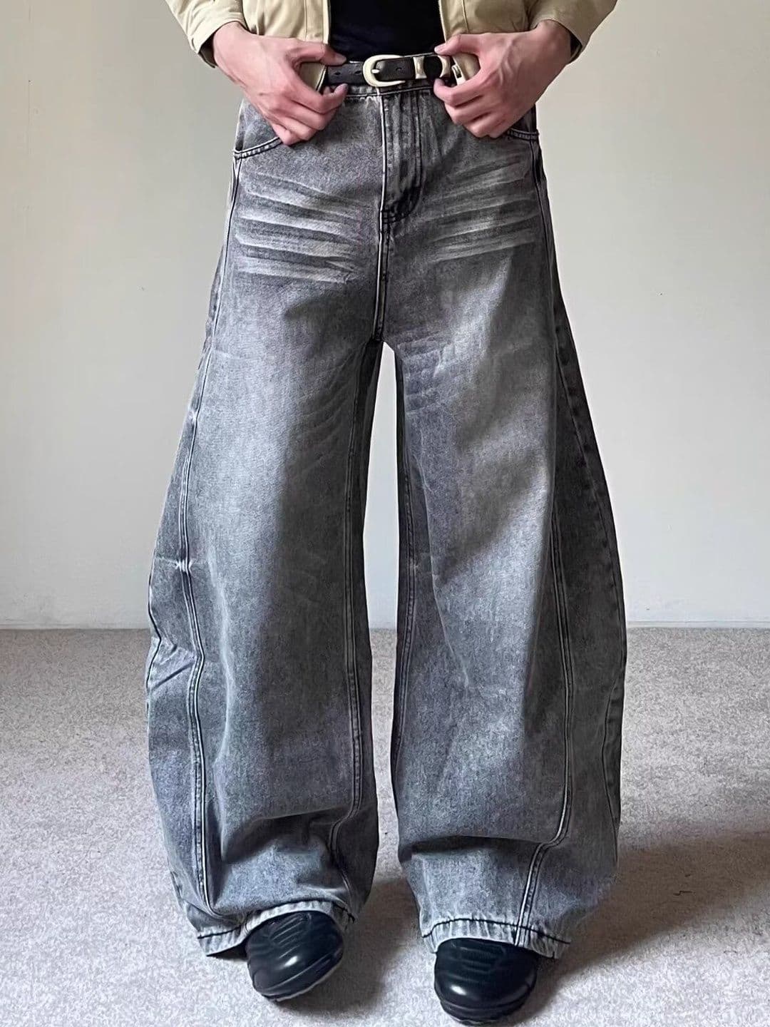 StyleCast x Revolte Men Wide Leg Mid-Rise Light Fade Jeans - view 1