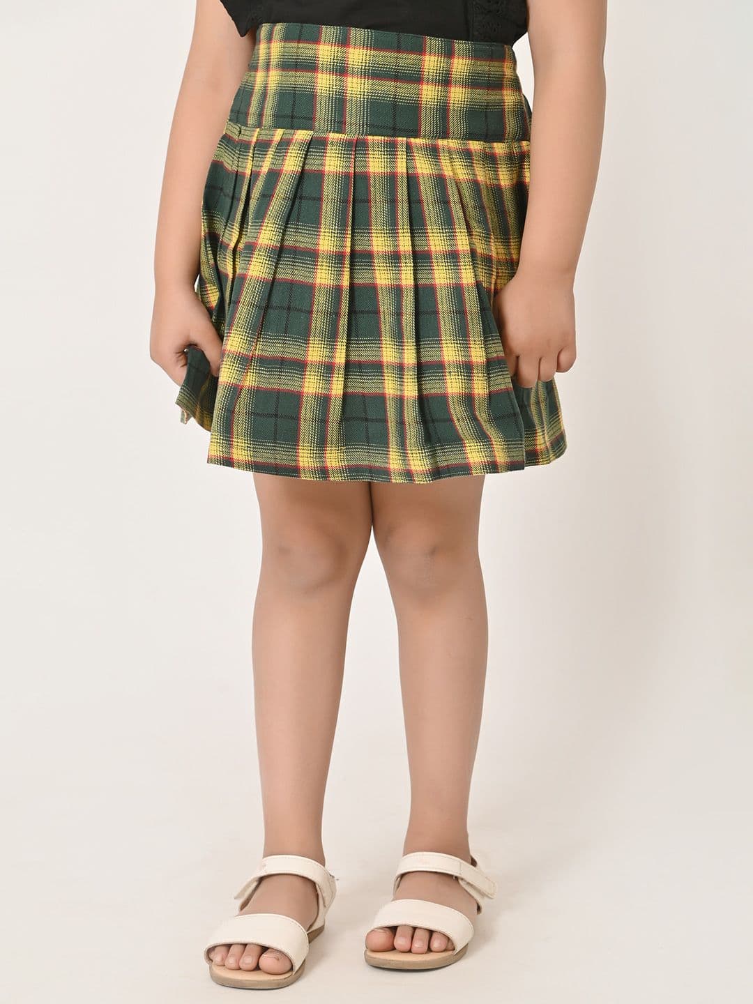 Miss & Chief Girls Checked Pure Cotton A-Line Above Knee Skirt - view 1