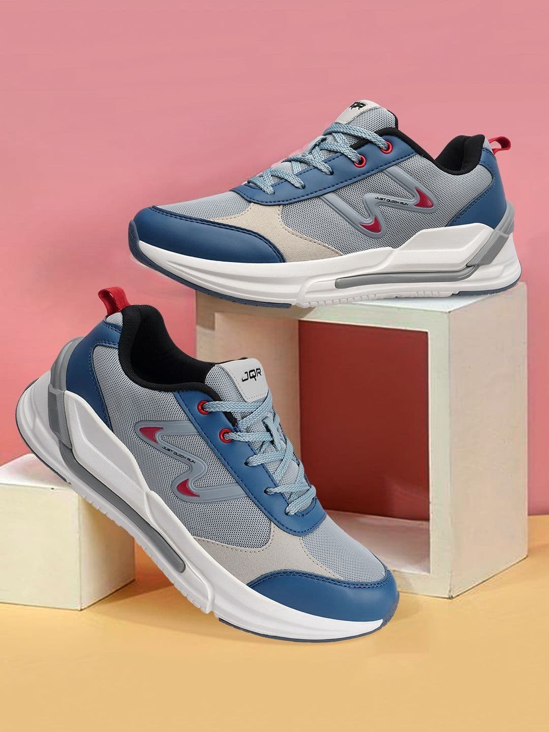 Jqr Morocco Men Blue Lace Up Running Shoes - view 1