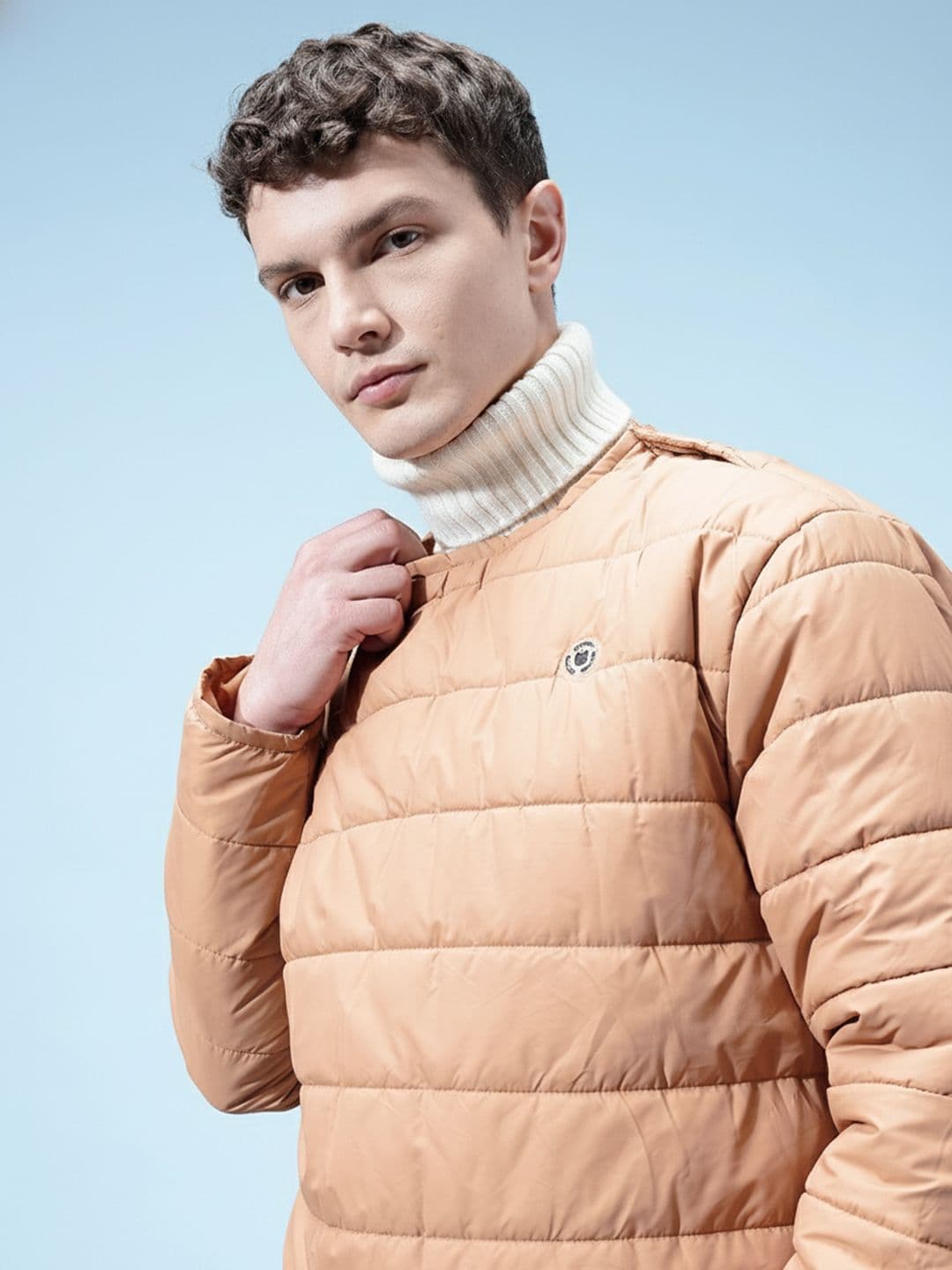 glitchez Shoulder Snap-Button Closure Collarless Windcheater Jacket - view 1