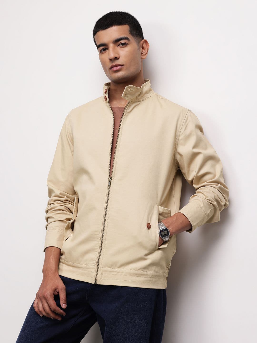 ether Mock Collar Pure Cotton Tailored Jacket - view 1