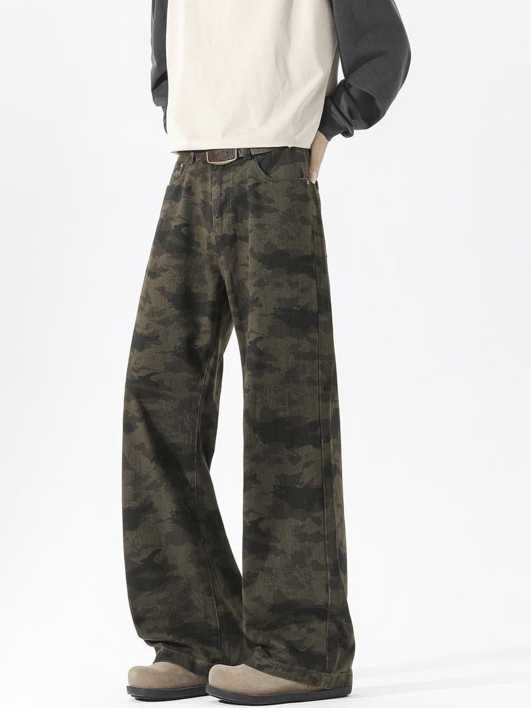 StyleCast x Revolte Men Wide Leg Mid-Rise Light Fade Printed Jeans - view 1