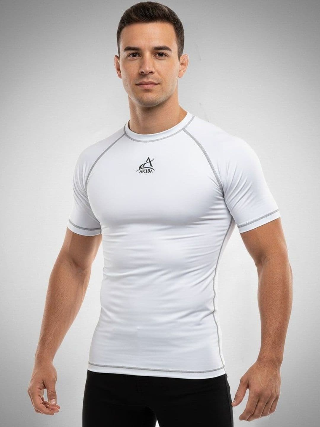 AKIBA Men Brand Logo Printed Moisture Wicking Compression T-shirt - view 1