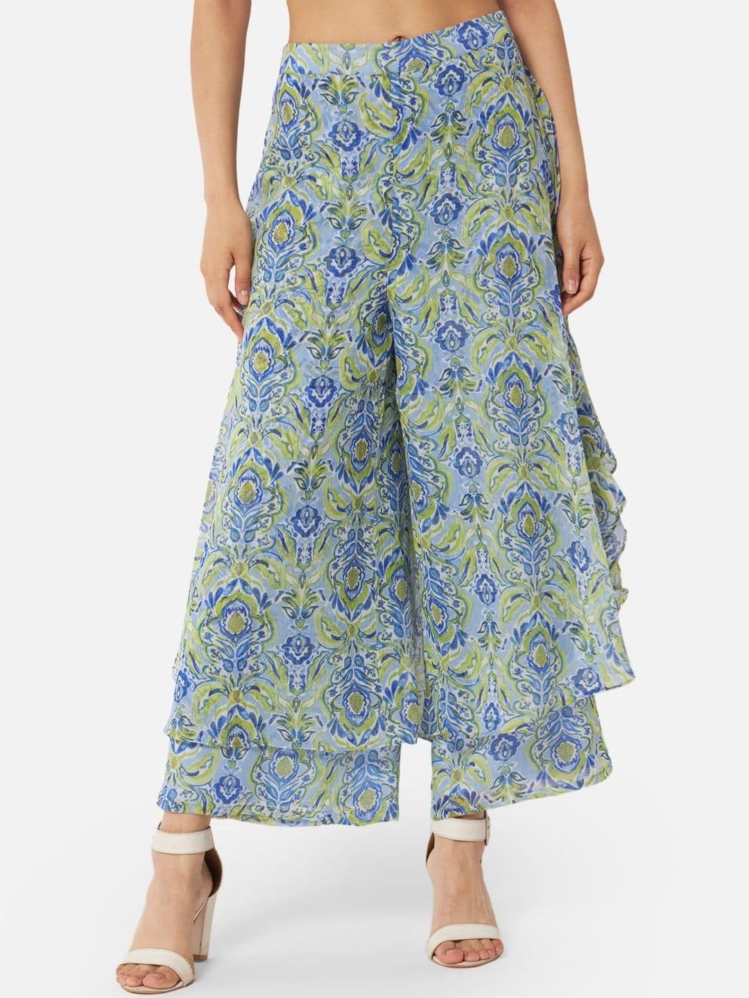 SZN Women Printed Flared Georgette Palazzos - view 1