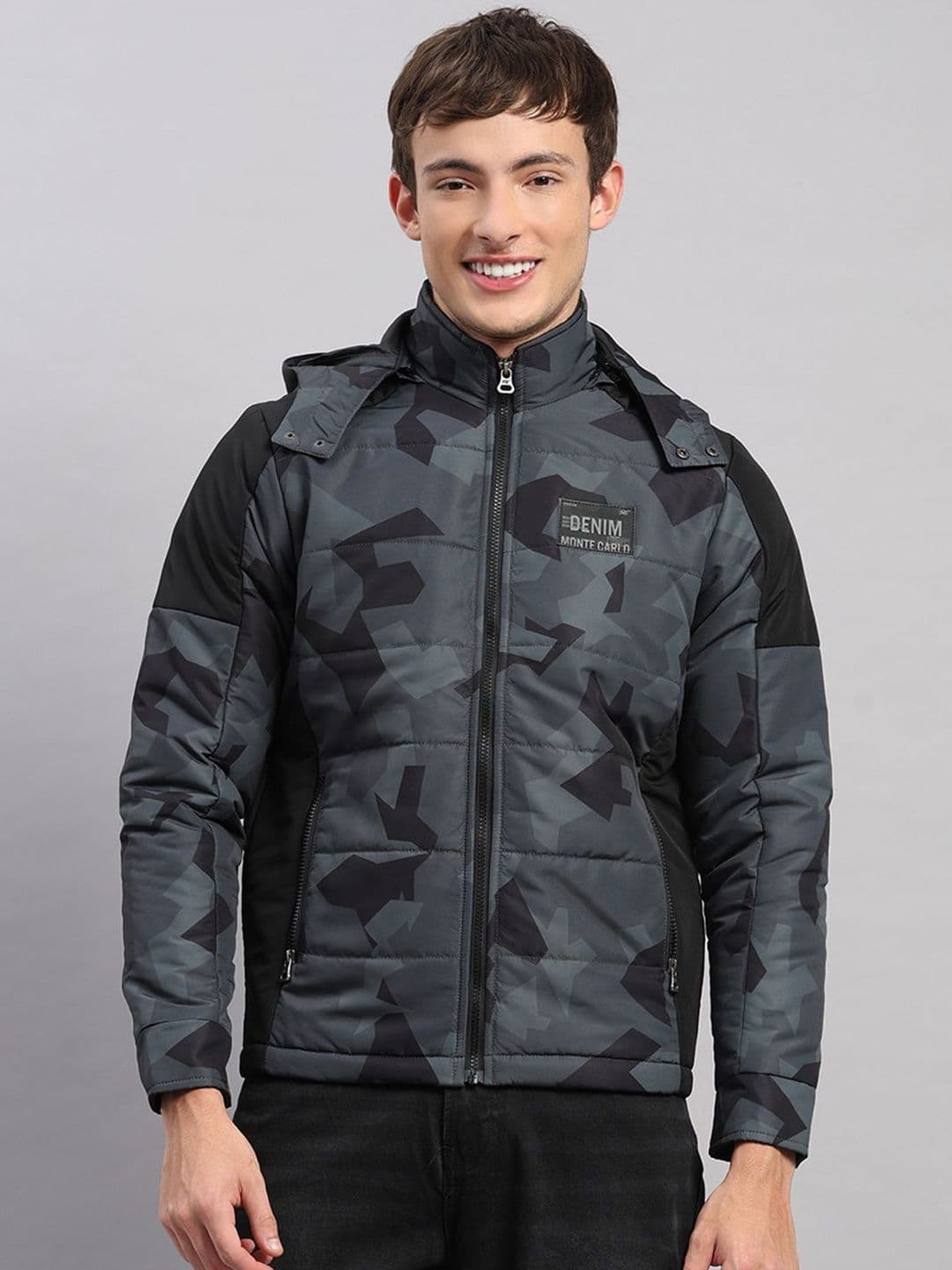 Monte Carlo Men Camouflage Colourblocked Puffer Jacket - view 1