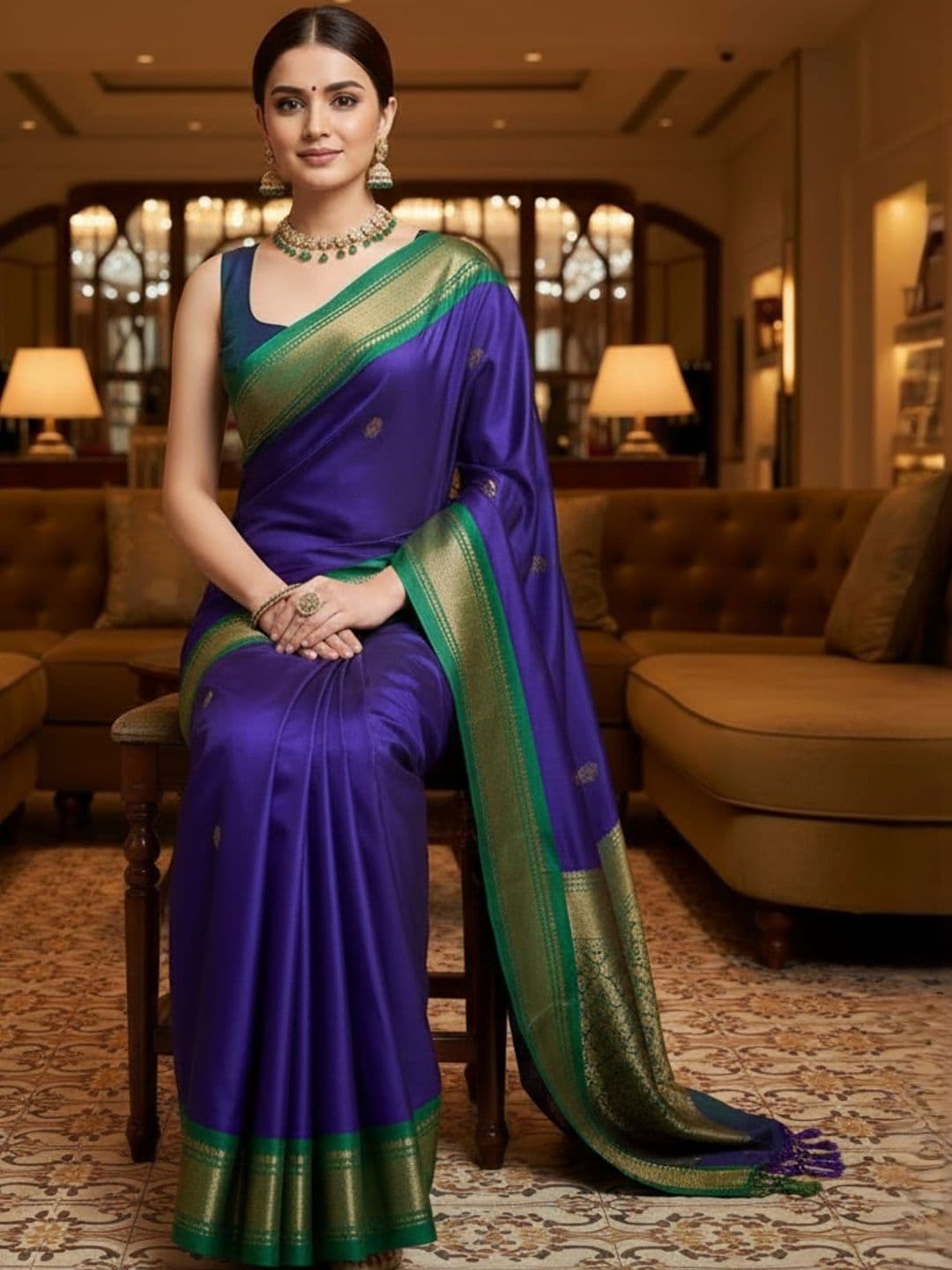 all about you Woven Design Zari Art Silk Handloom Kanjeevaram Saree - view 1