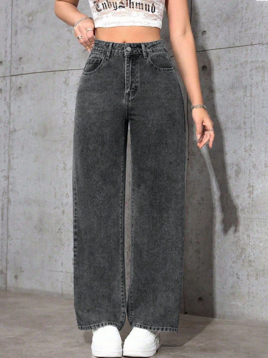 Glossia Women Comfort Straight Fit High-Rise Light Fade Acid Wash Stretchable Jeans - view 1