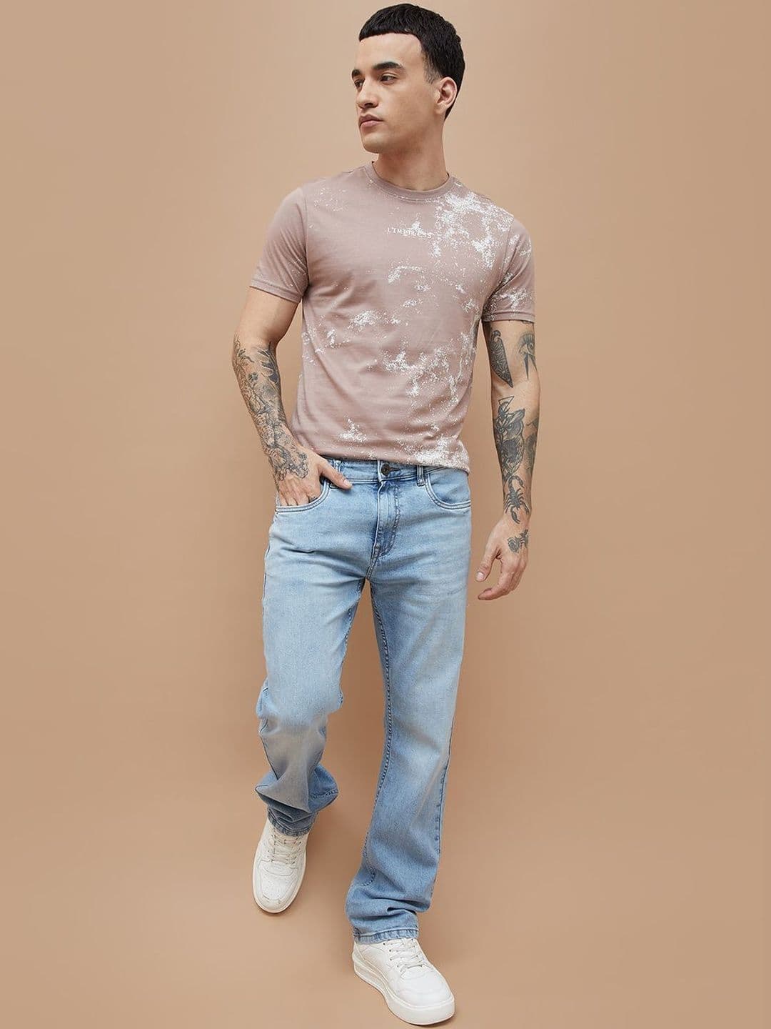 Forca by Lifestyle Men Straight Fit Mid-Rise Light Fade Stretchable Jeans - view 1