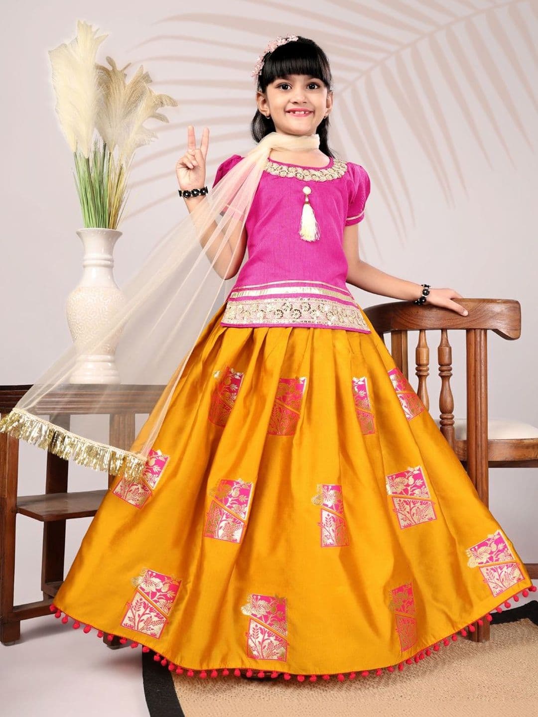 BAESD Girls Embellished Ready to Wear Lehenga & Blouse With Dupatta - view 1