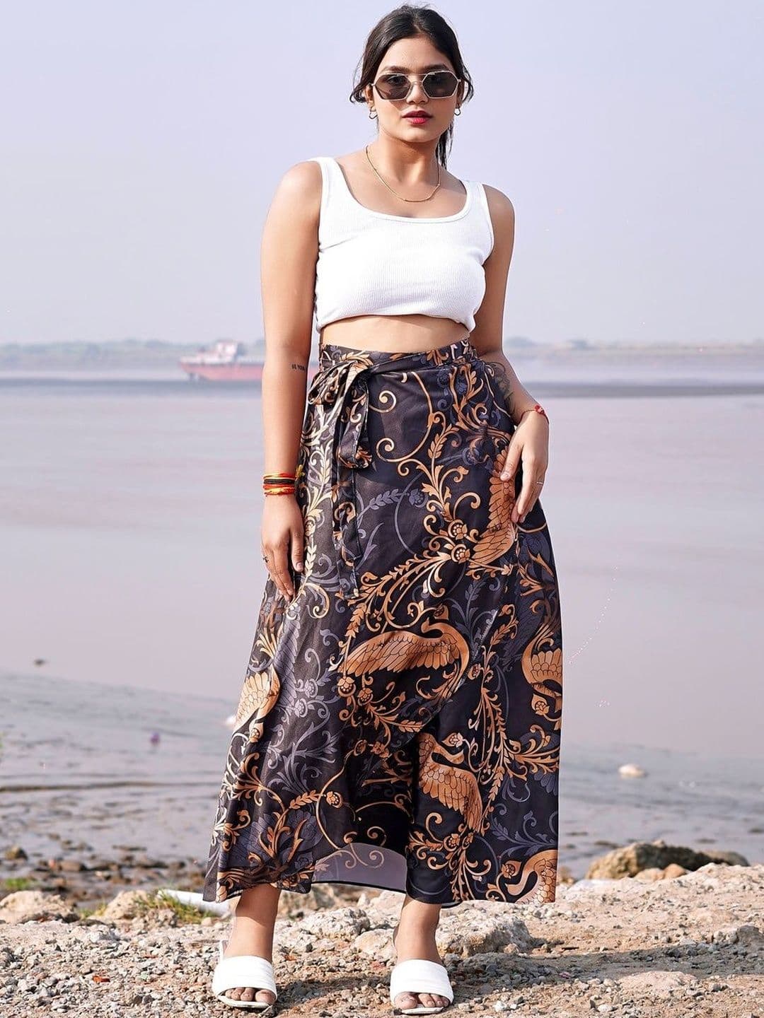 TENNECY Printed Maxi Wrap Skirt - view 1