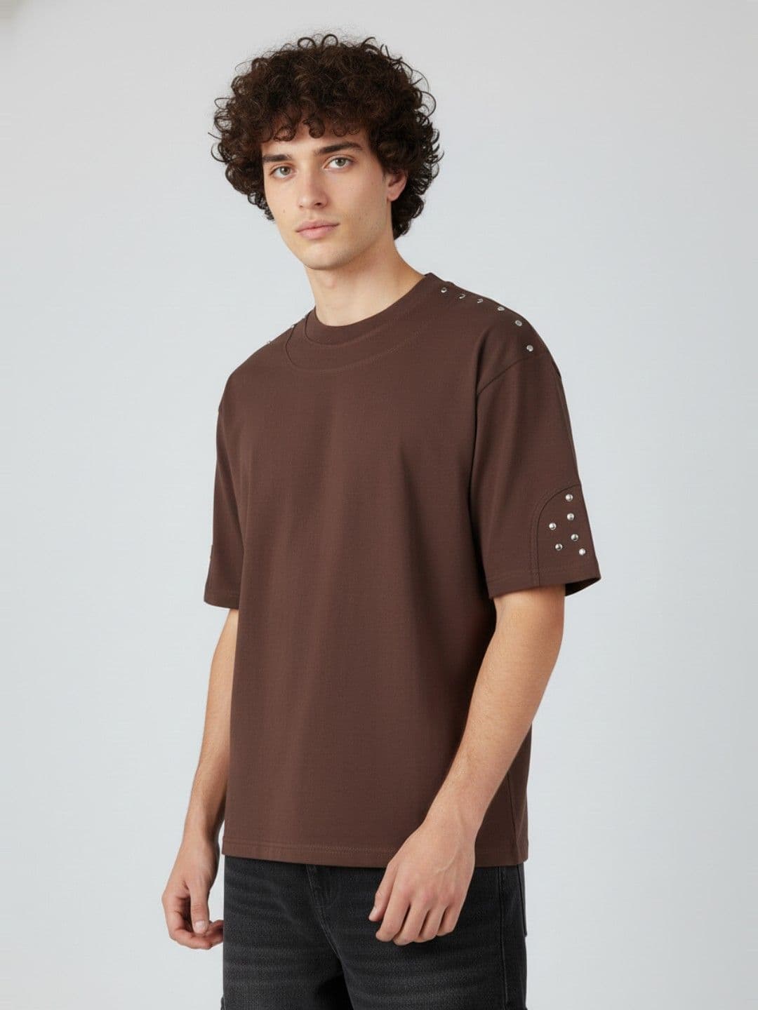 glitchez Embellished Drop-Shoulder Sleeves Oversized T-shirt - view 1