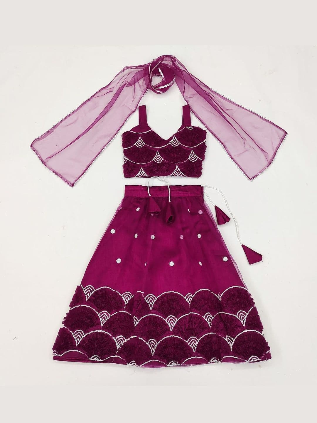 Atierking Girls Embellished Semi-Stitched Lehenga & Blouse With Dupatta - view 1