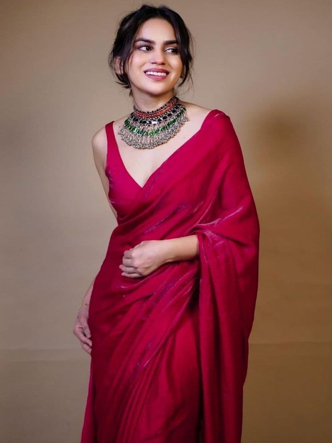 Anneca Satin Designer Saree - view 1