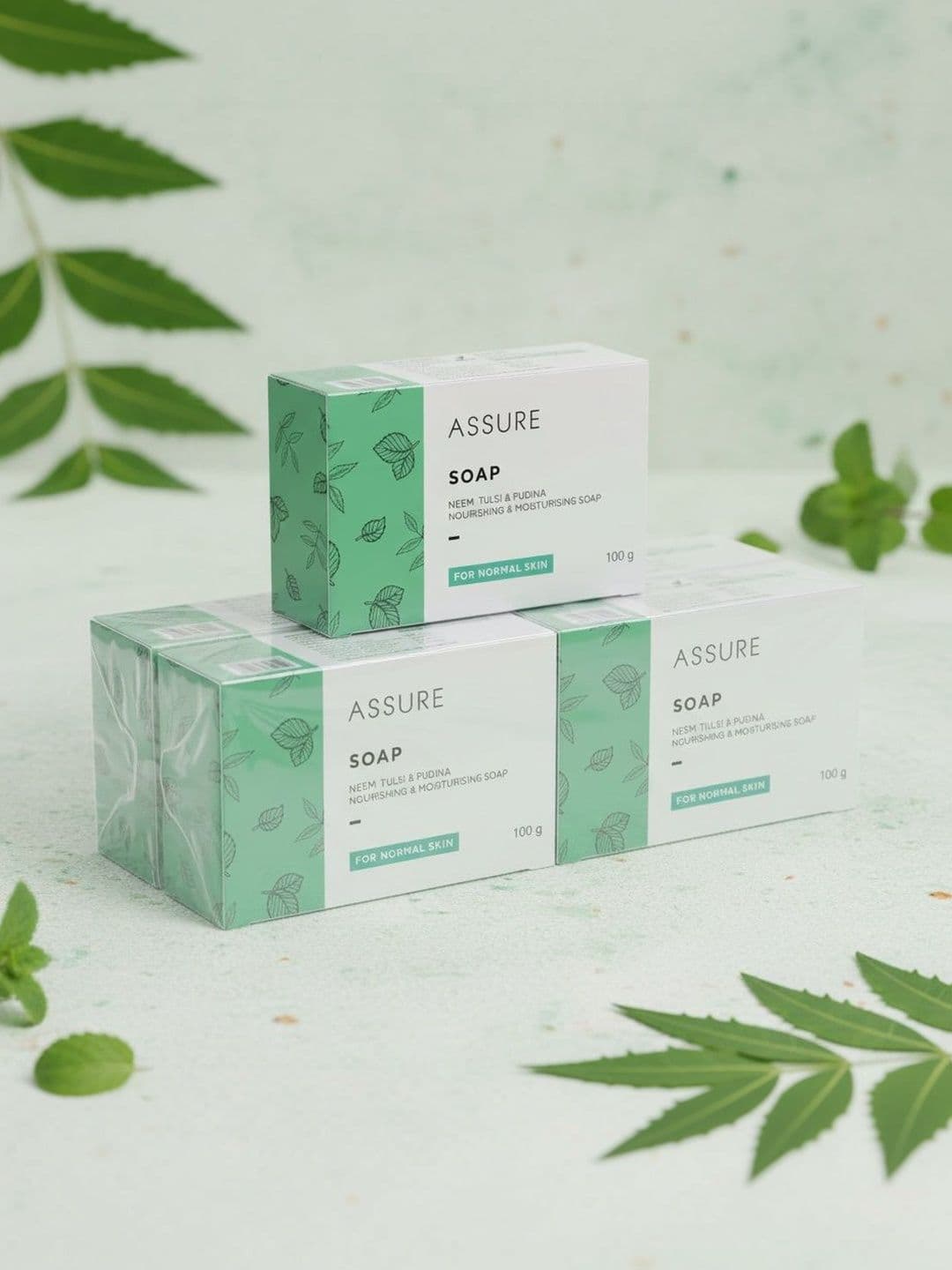 Vestige Set Of 5 Assure Neem, Tulsi & Pudina Nourishing & Moisturizing Soap - 100 g Each - view 1