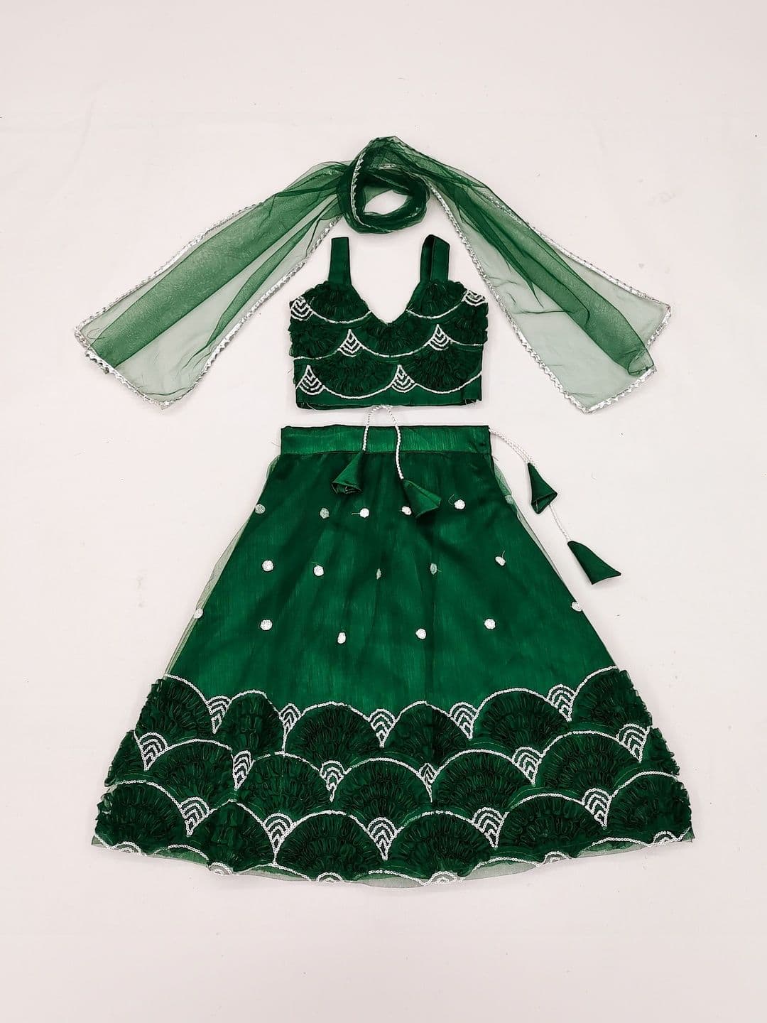 Atierking Girls Embellished Sequinned Semi-Stitched Lehenga & Blouse With Dupatta - view 1