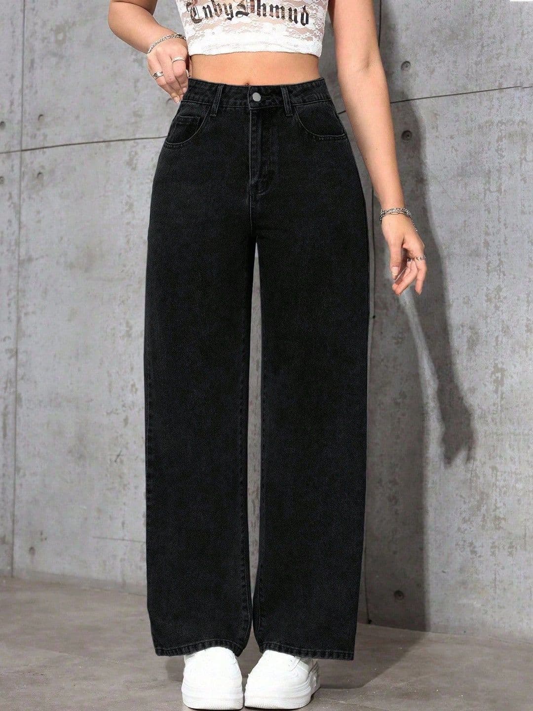 Glossia Women Comfort Straight Fit High-Rise Acid Wash Stretchable Jeans - view 1
