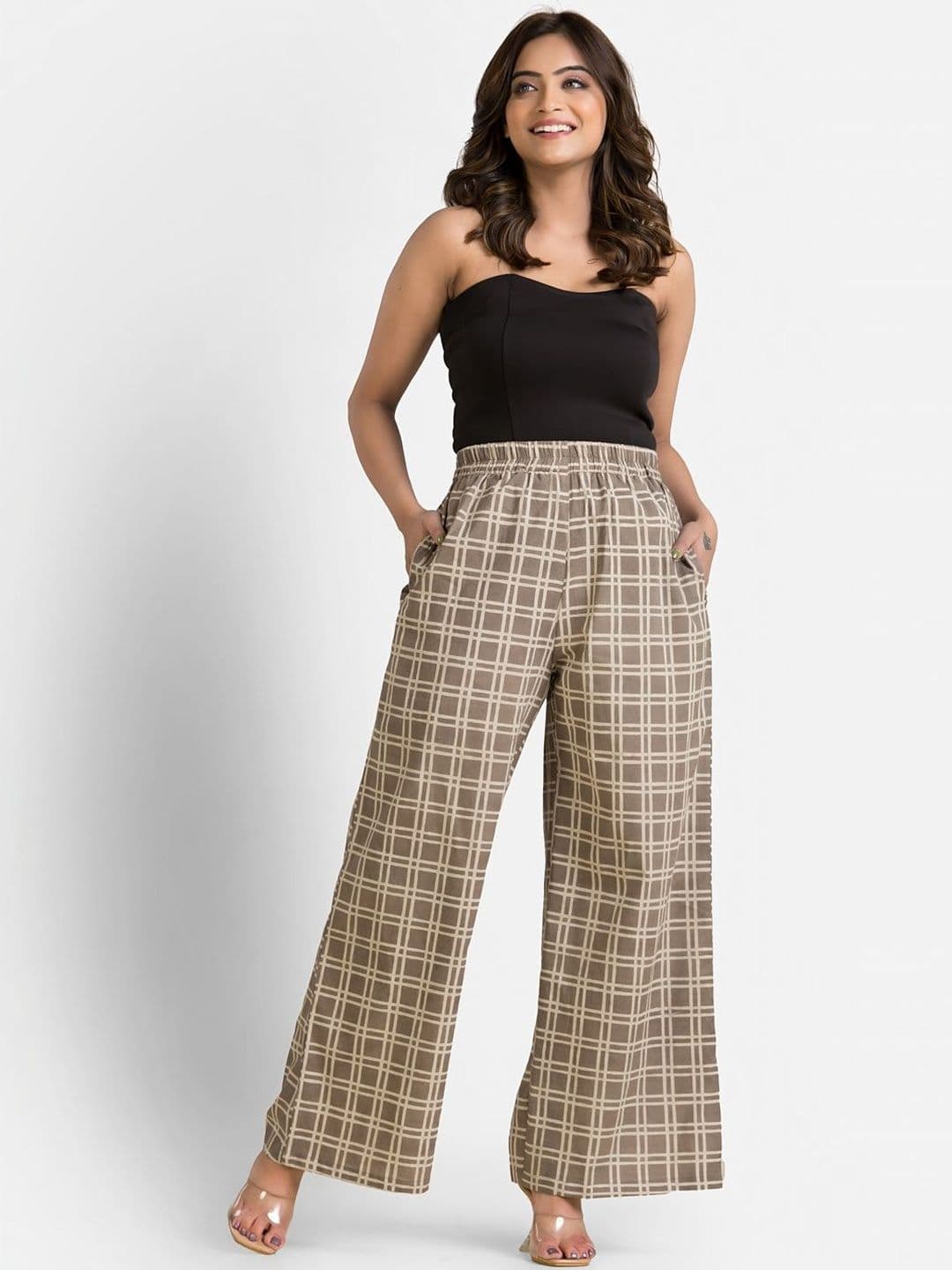 Crazy Needle Women Checked Cotton Palazzos - view 1