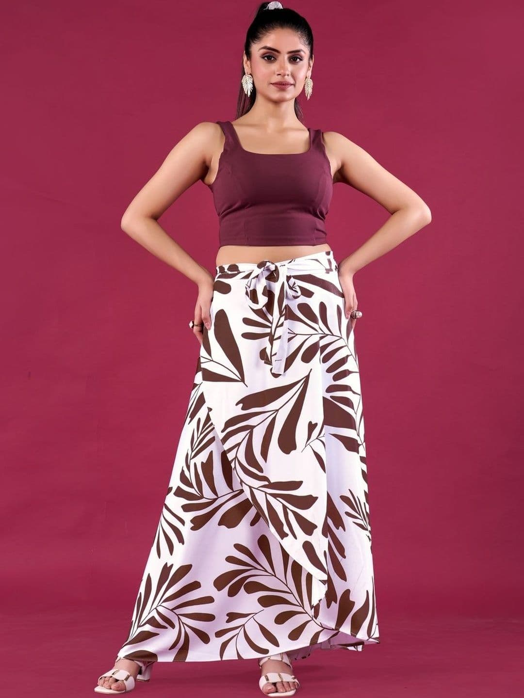 TENNECY Printed Wrap-Around Long Skirt - view 1