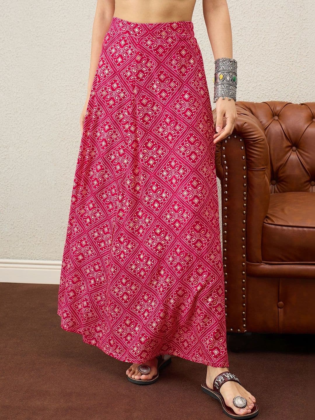 InWeave Bandhej Foil Printed Maxi A-Line Skirt - view 1