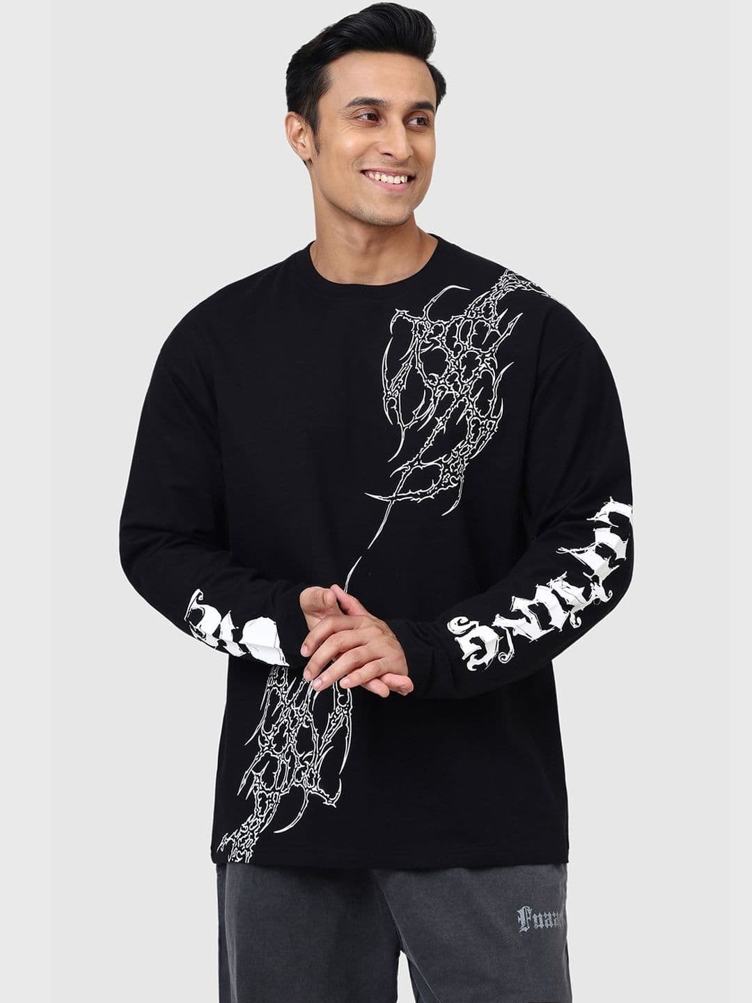 FUAARK Die Lifting Cotton Round Neck Long Sleeves Oversized T-shirt - view 1