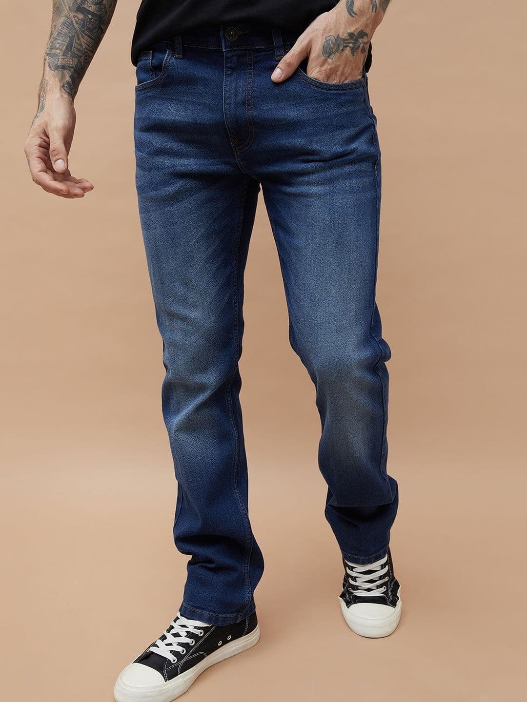 Forca by Lifestyle Men Straight Fit Mid-Rise Light Fade Stretchable Jeans - view 1