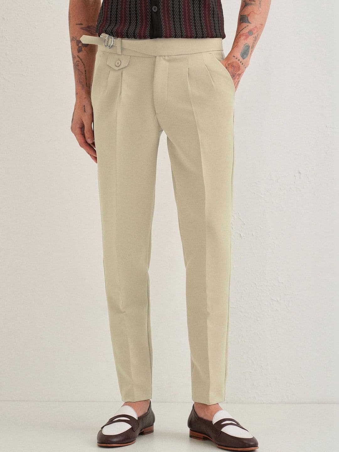 MANCREW Men Tailored Wrinkle Free Pleated Gurkha pant