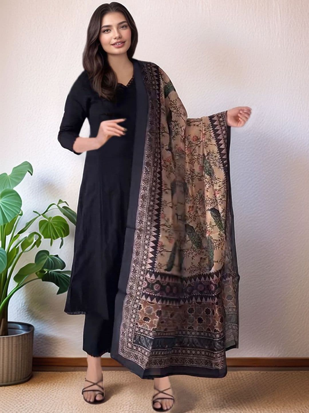 Aaghnya Women Ethnic Motifs Regular Kurta with Trousers & With Dupatta - view 1