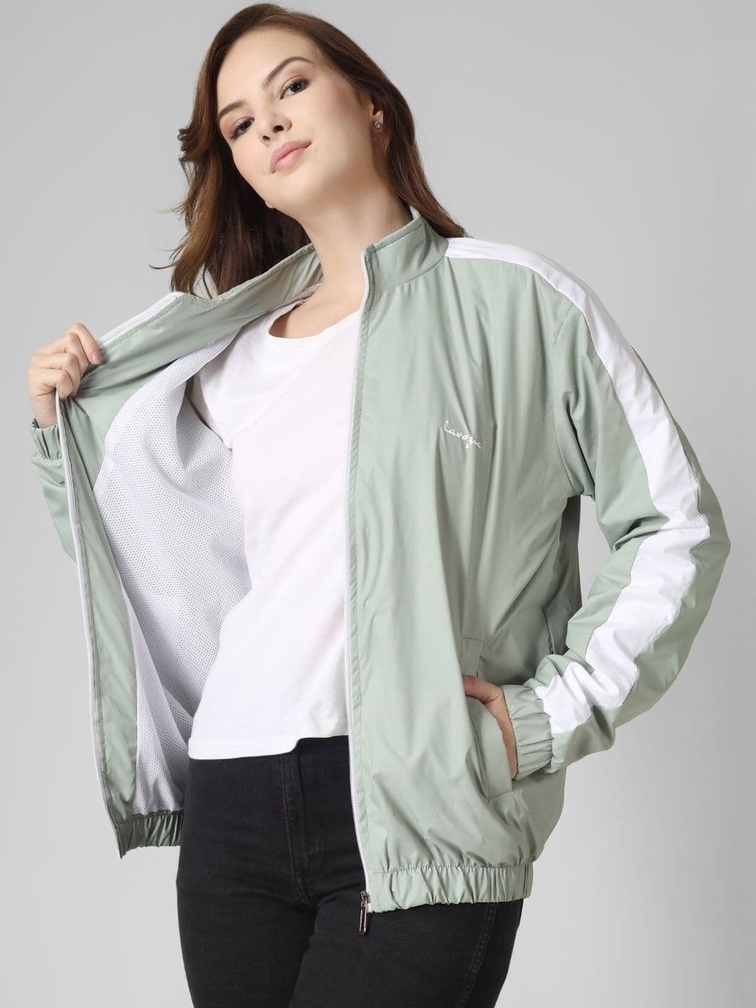 Lavozia Women Colourblocked Lightweight Sporty Jacket - view 1
