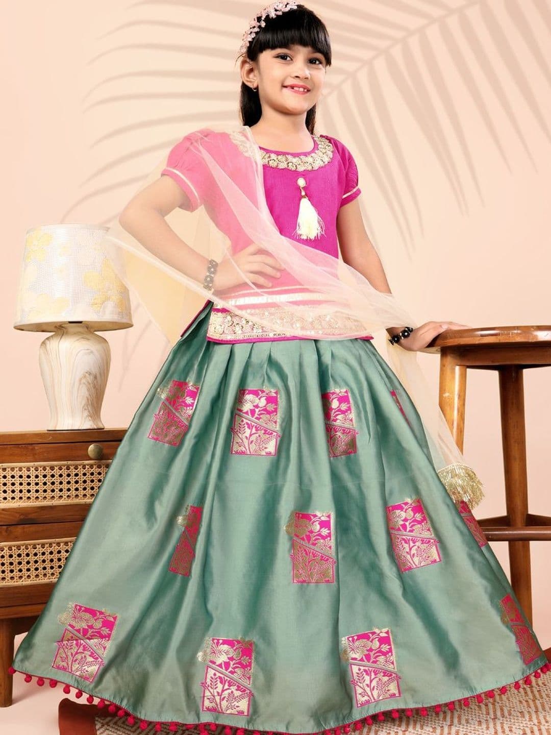 BAESD Girls Embellished Ready to Wear Lehenga & Blouse With Dupatta - view 1