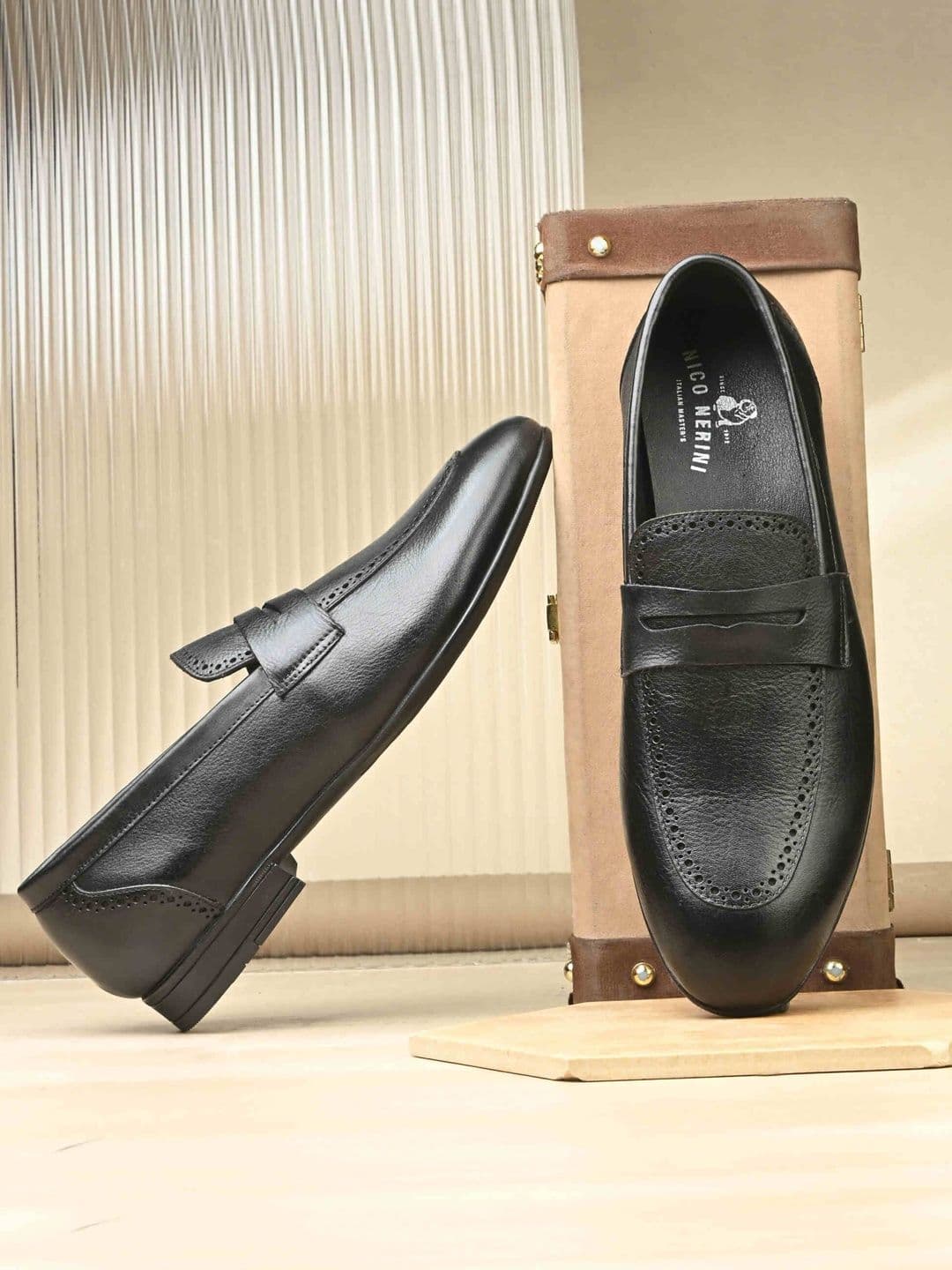NICO NERINI Men Leather Round Toe Formal Loafers - view 1