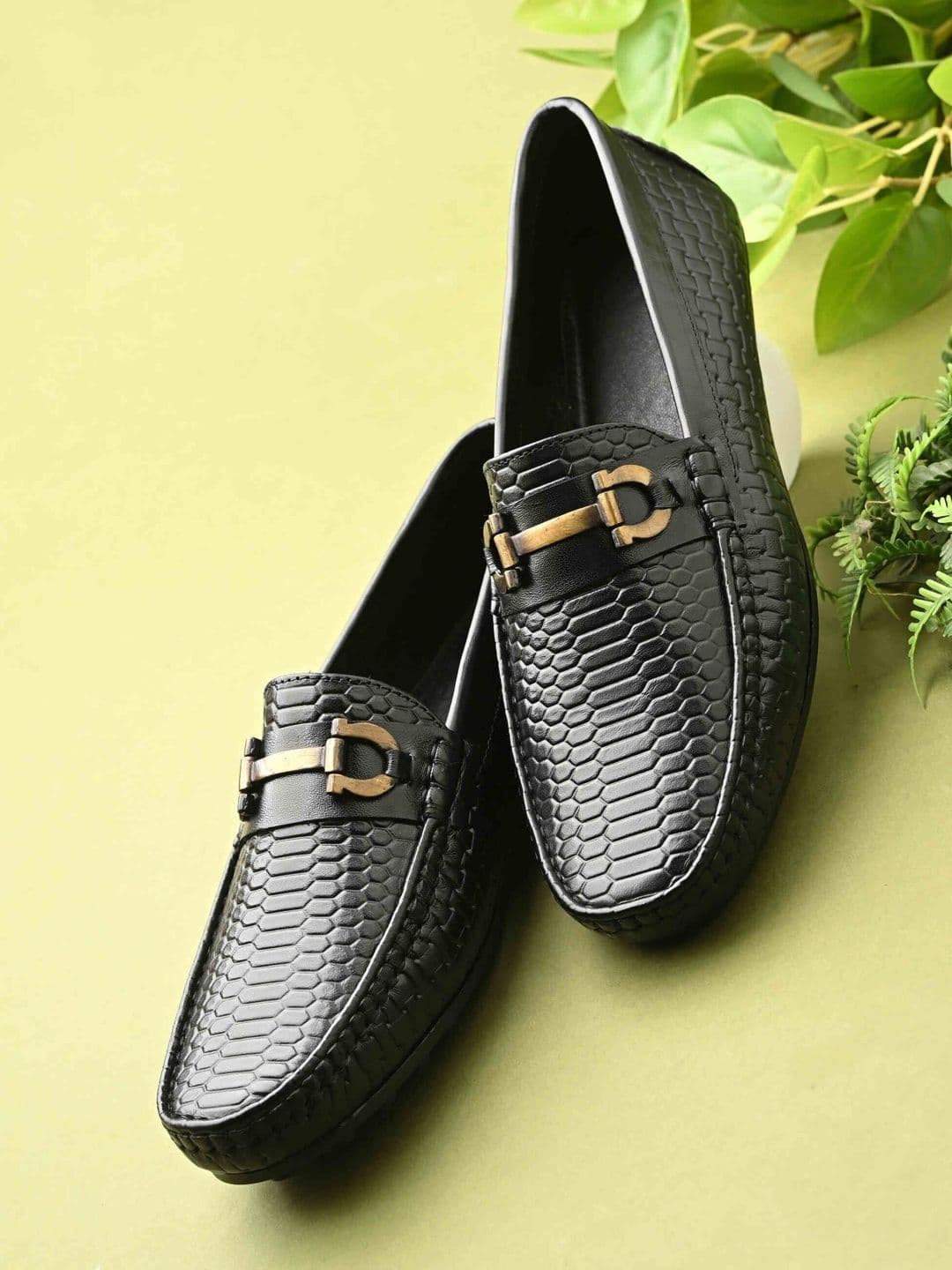 NICO NERINI Men Textured Leather Formal Loafers - view 1