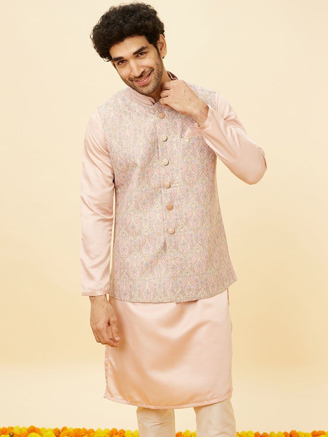 Manyavar Ethnic Motifs Woven Design Nehru Jacket - view 1